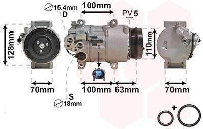 Kompresor, klimatizácia *** IR PLUS *** od VAN Wezel 2-pólový s príslušenstvom (3000K434) Kompresor klimatizácie kompresor klimatizácie, kompresor klimatizácie, kompresor chladiva