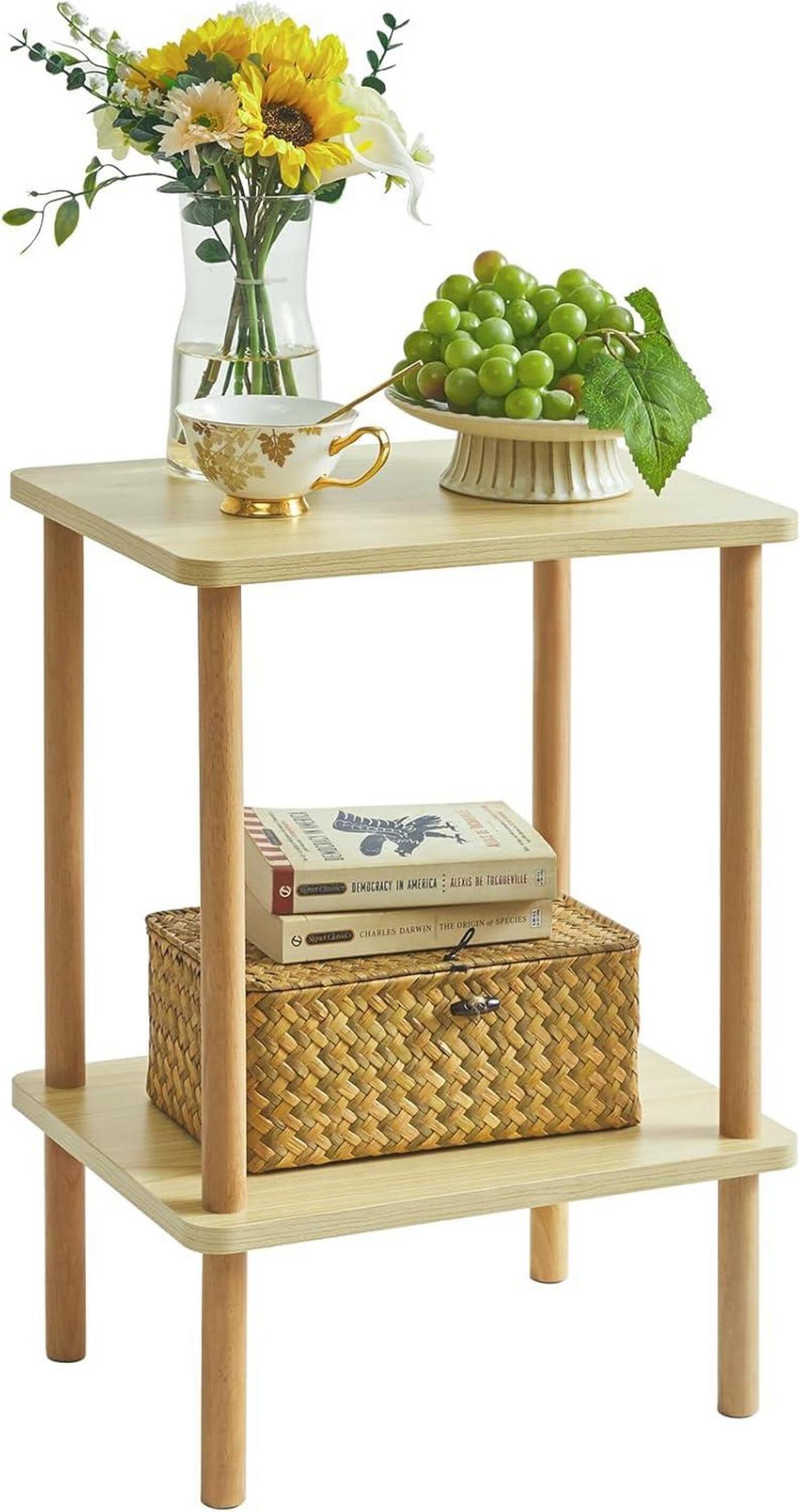 Sonstige Holz Beistelltisch Nachttische 2 Ebenen 39x29x53cm Couchtisch Sofatisch Modernes Design
