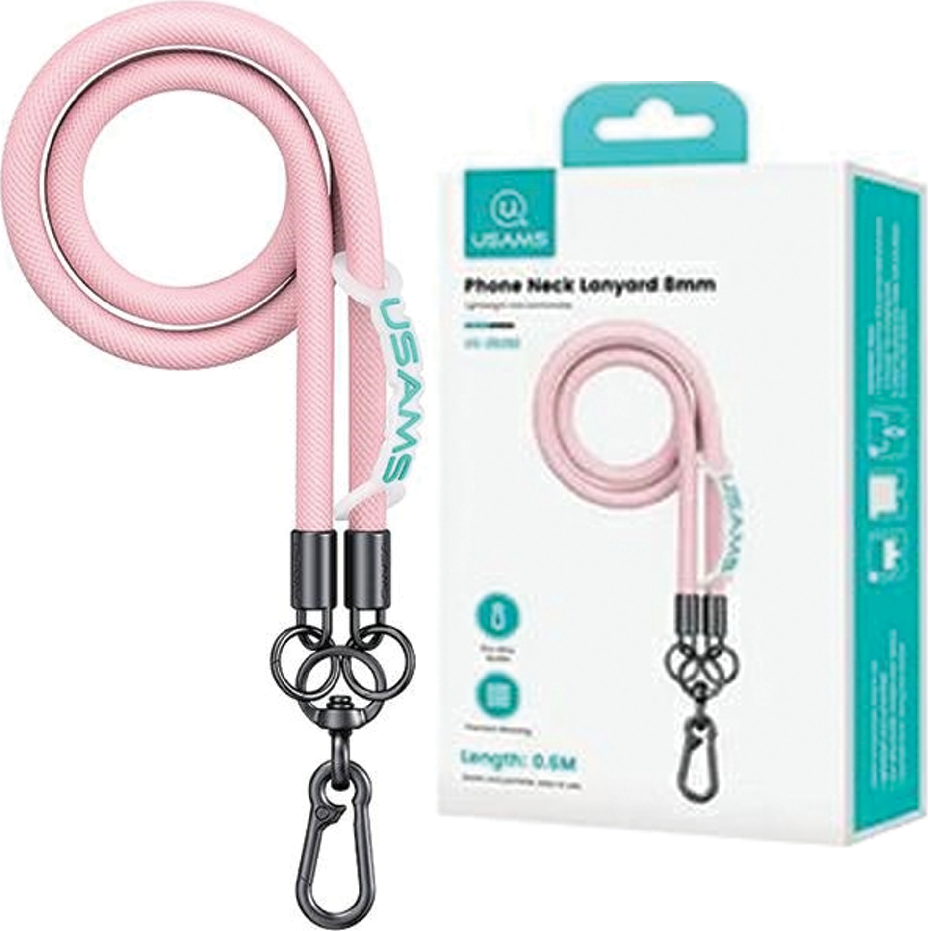 Usams Univerzálna Šnúrka Na Telefón 1,2 M Ružová/Ružová Zb282Gs03 (Us-Zb282)