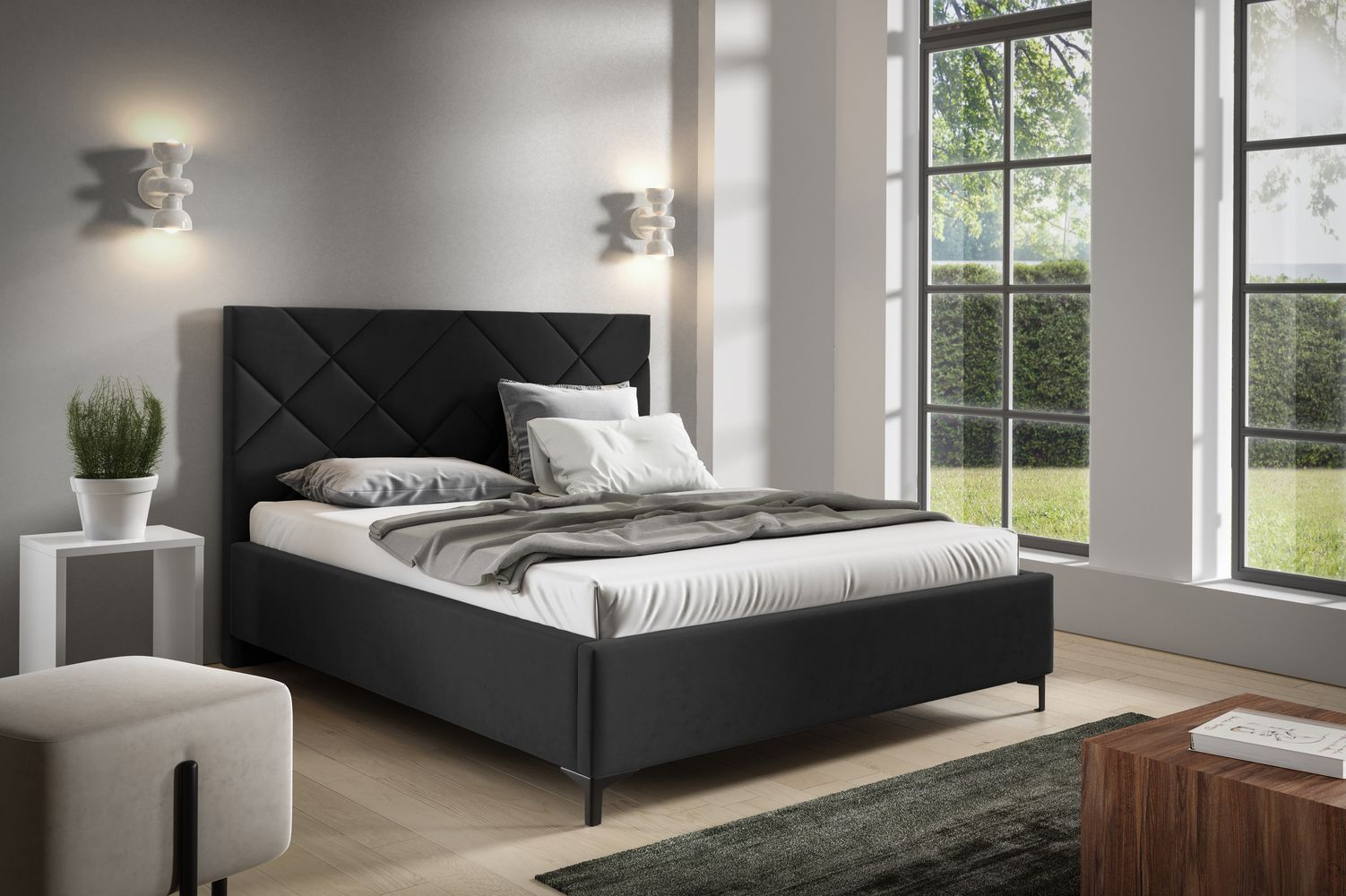 Čalúnená posteľ 180x200 ODETA 11 - čierna