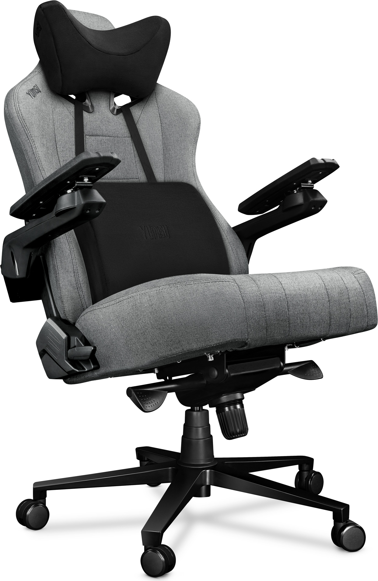 Herná stolička, kancelárska stolička, Yumisu 2049 Cloud Black, svetlošedo-čierna, látka, kancelárska stolička