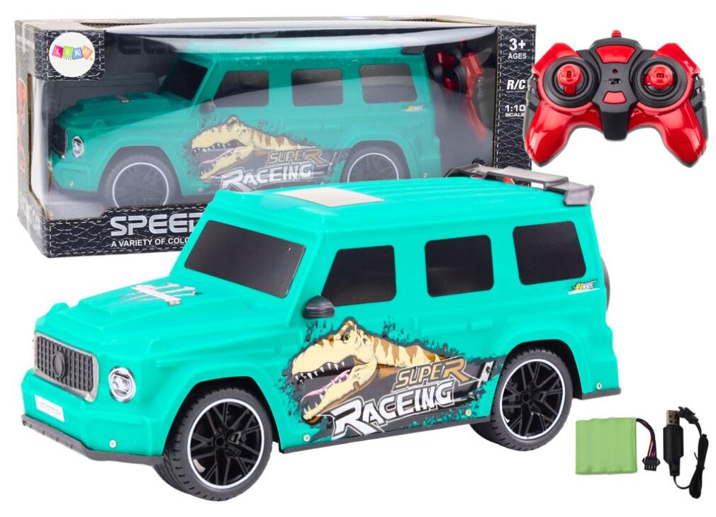 Lean Toys RC-Ferngesteuertes Auto mit Dinosaurier im Maßstab 1:10, Grün H-4309