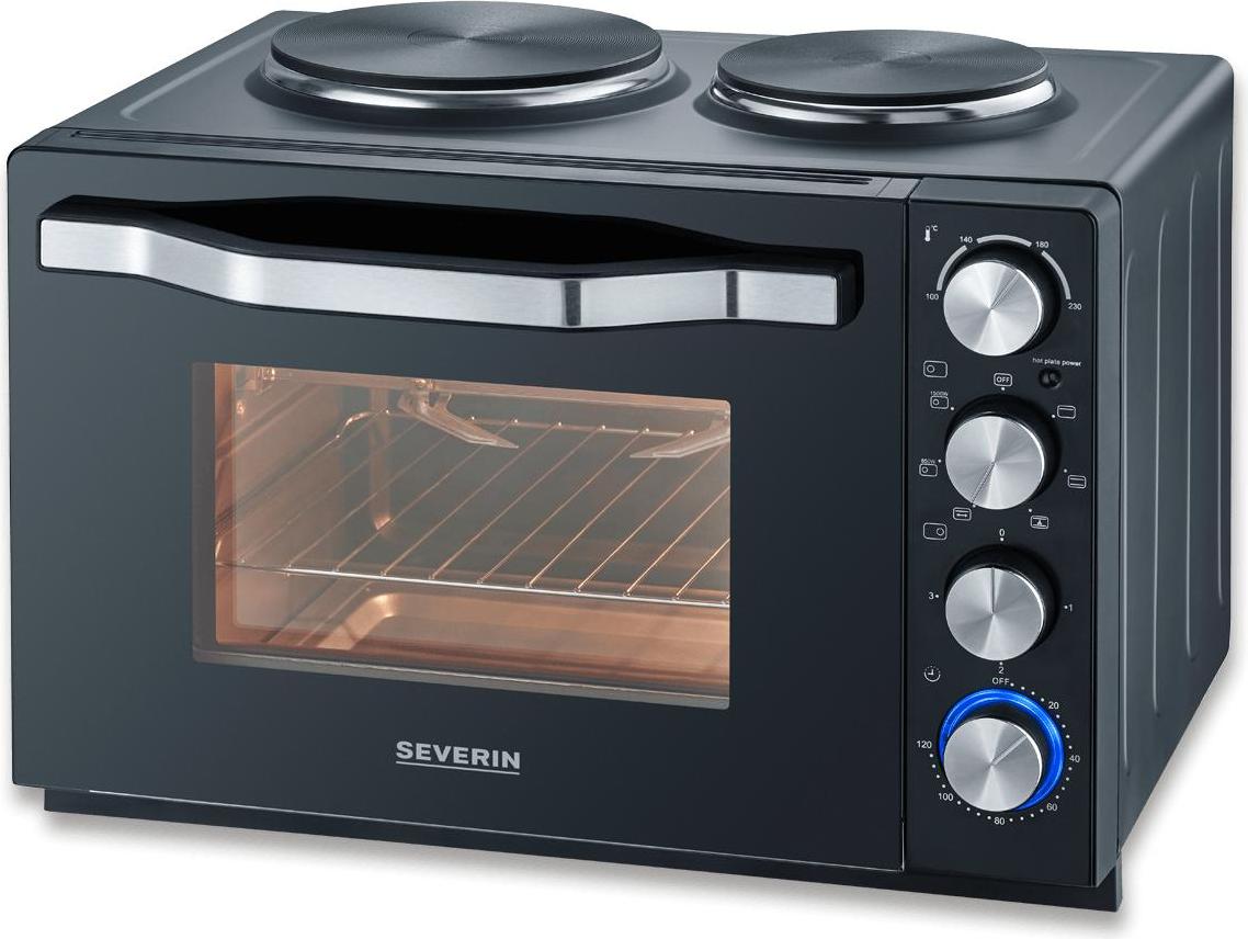 Severin Back- und Toastofen mit Kochplatten TO 2074 schwarz Backofen Mini Backofen Klein Mikrowelle Mit Backofen Mini Backofen Backofen Klein Toastofen