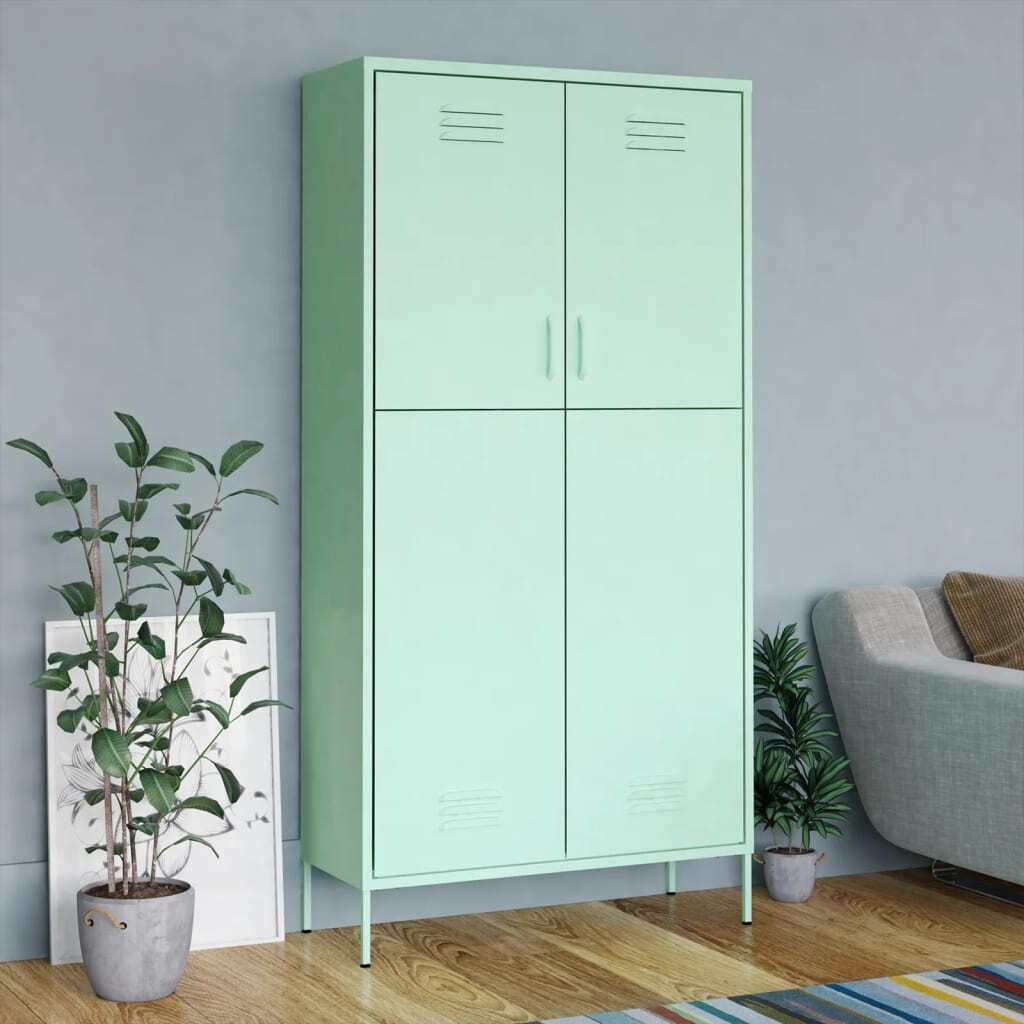vidaXL Kleiderschrank Minzgrün 90x50x180 cm Stahl - Kleiderschrank - Kleiderschränke - Kleiderständer - Schrank HL336248