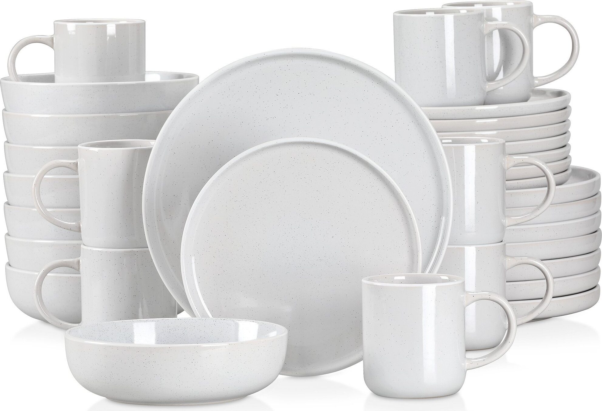 Tafelservice Steingut, vancasso SESAM Geschirr-Set, 32-tlg Kombiservice, mit Kuchentellern, Flachtellern, Becher und Schalen für 8 Personen VC-SESAM-LG-SL*2
