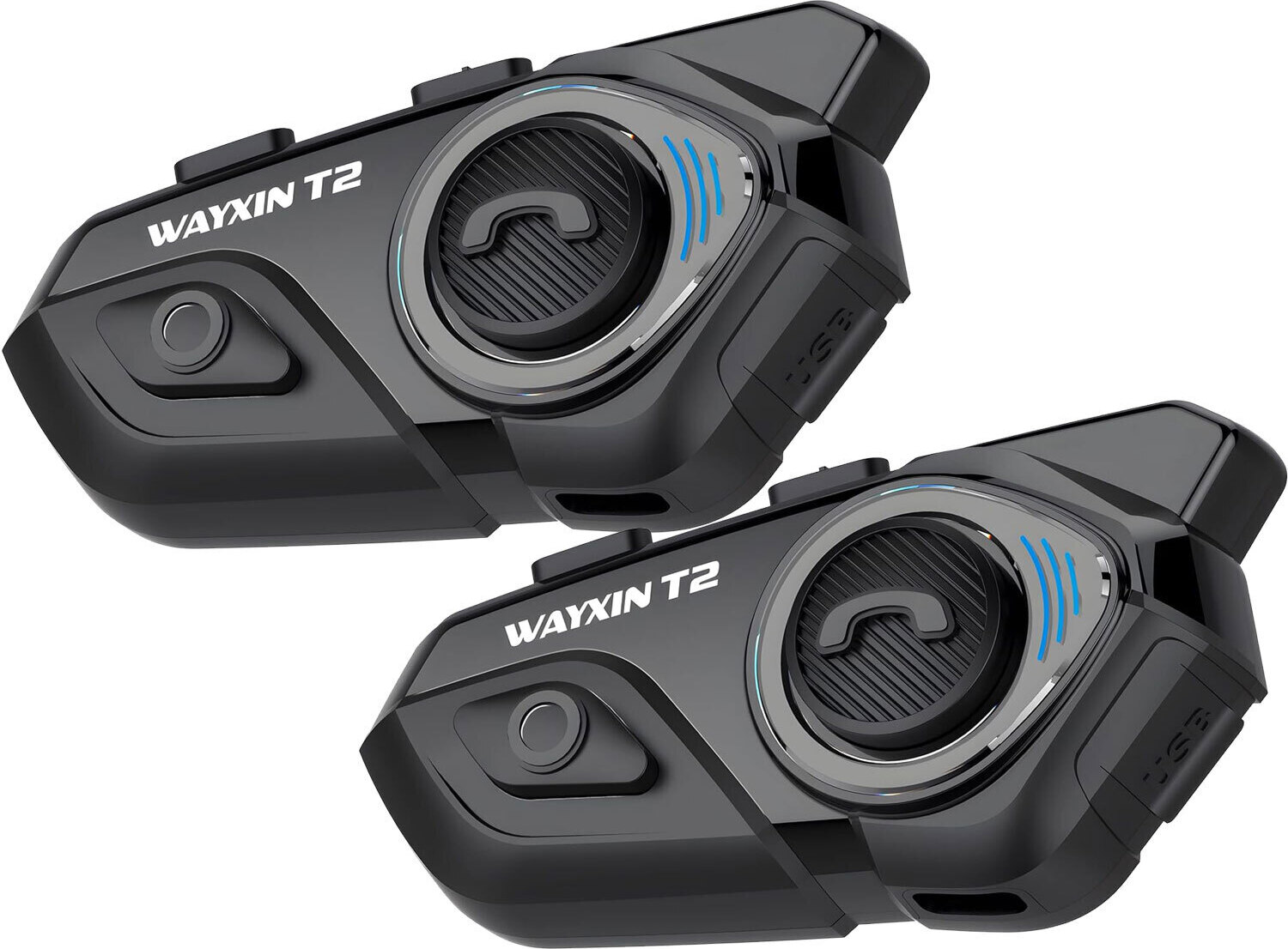 2-Pack WAYXIN T2 Motorrad Headset ,Intercom Motorrad Kommunikationssystem für 15 Stunden Arbeitszeit Helm Headset Motorrad Bluetooth Headset mit 100m Reichweite Headset Motorradhelm mit Gegensprechanlage Motorrad Intercom Motorradhelm Bluetooth Headset