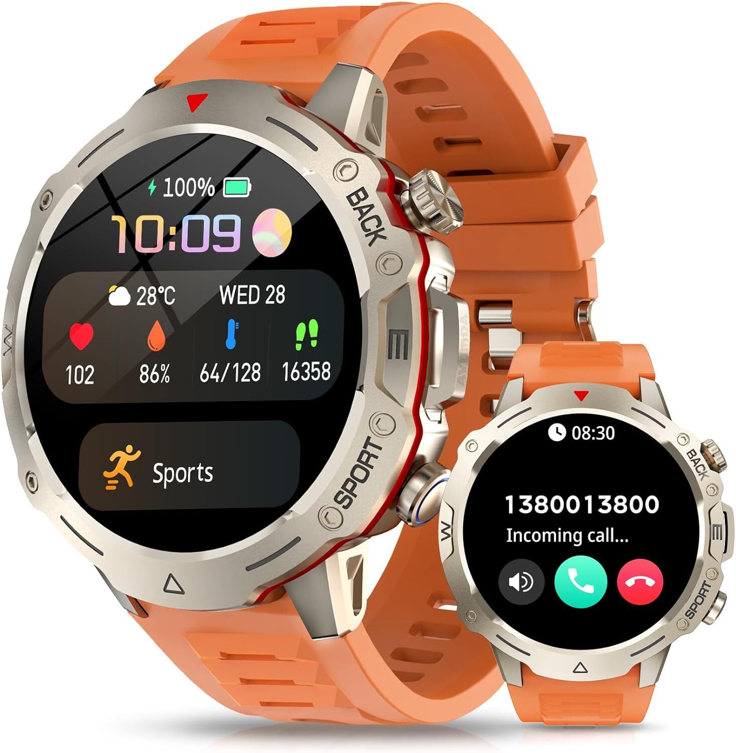 AVUMDA Herren-Smartwatch mit Telefonfunktion, 1,39 Zoll, 120+ Sportmodi, wasserdicht, mit Herzfrequenz, SpO2, Schlafüberwachung, Schrittzähler,iOS Android