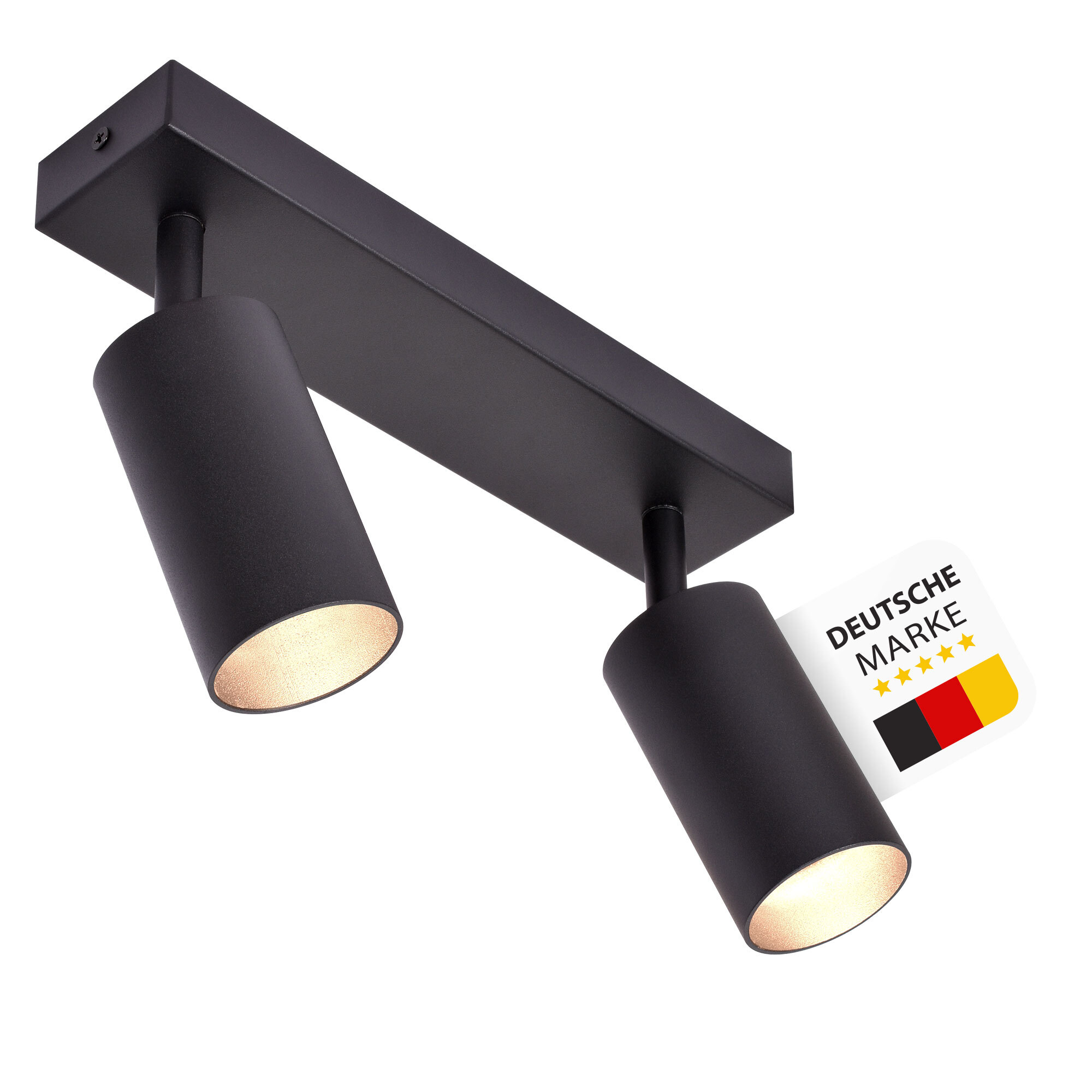 Maxkomfort GmbH Deckenleuchte schwenkbar schwarz Deckenstrahler Wandleuchte 2x GU10 Fassung ProSpot 866-2 MD-ProSpot-866-2-BK-AZ