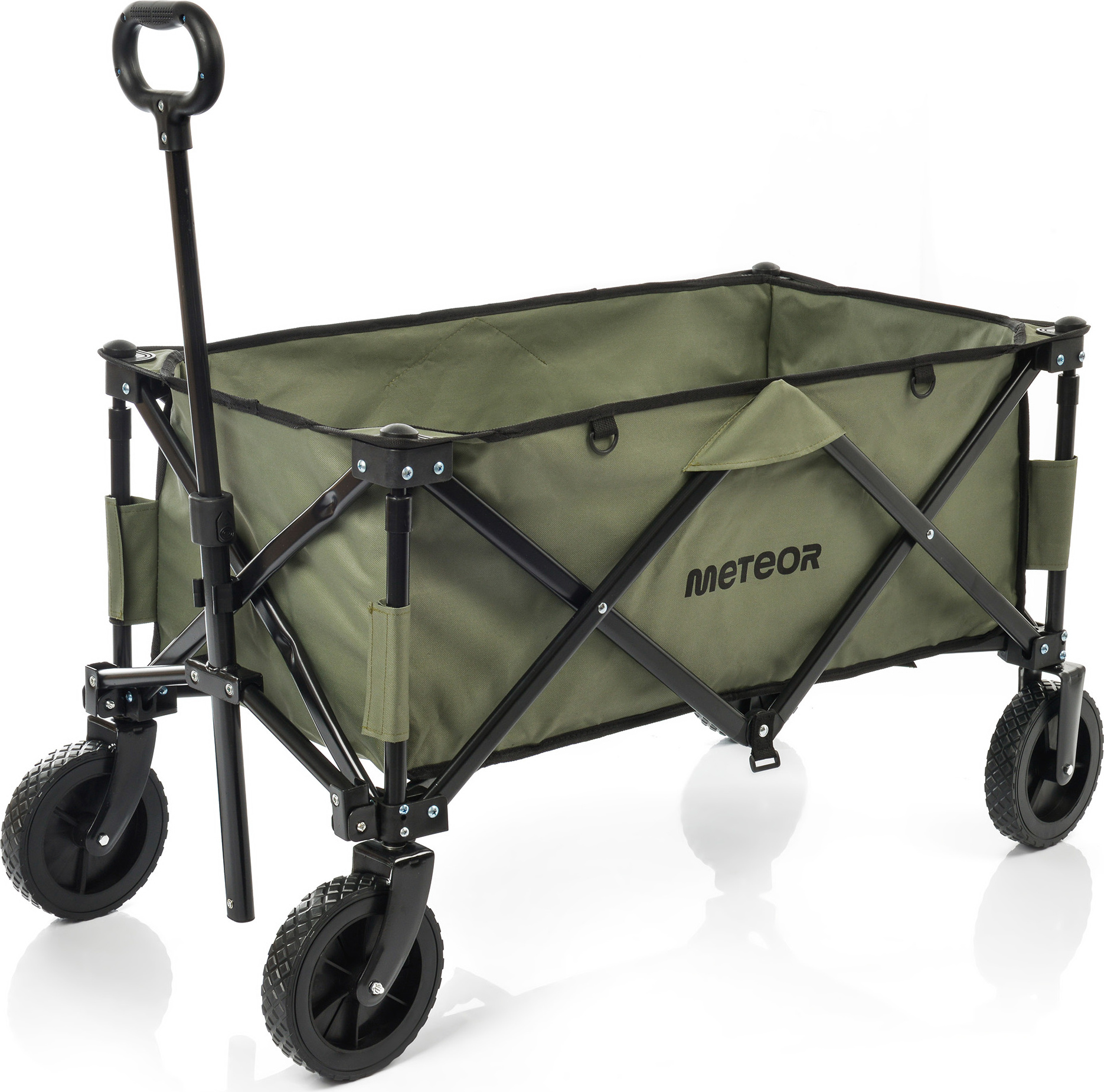 Bollerwagen faltbar offroad, Faltbollerwagen, Klappbollerwagen für Strand, Garten, Einkäufe Meteor X-300 Grün 16916