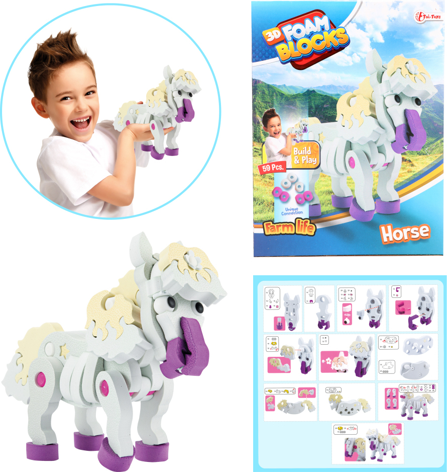 Toi-toys 3D Puzzle Bauschaum Pferd DIY Set s