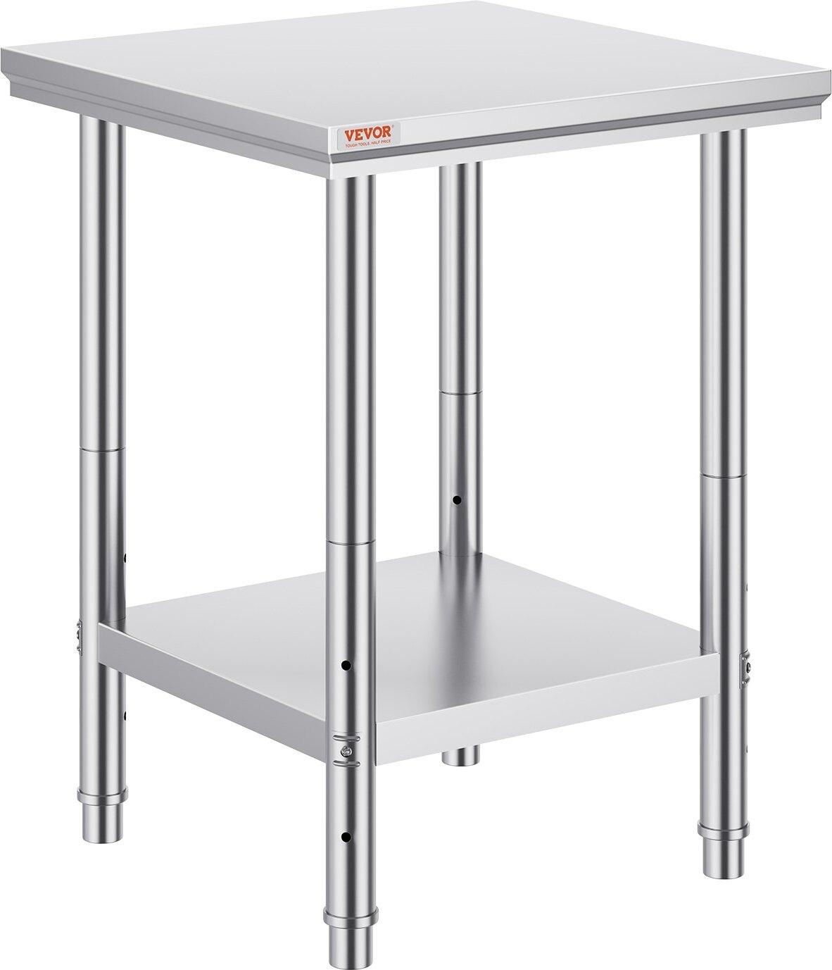 Zerbaco Edelstahl Arbeitstisch 60 cm x 60 cm Essenszubereitung für die Zubereitung von Mahlzeiten, Nähen, Waschen, Basteln, Garagennutzung usw.