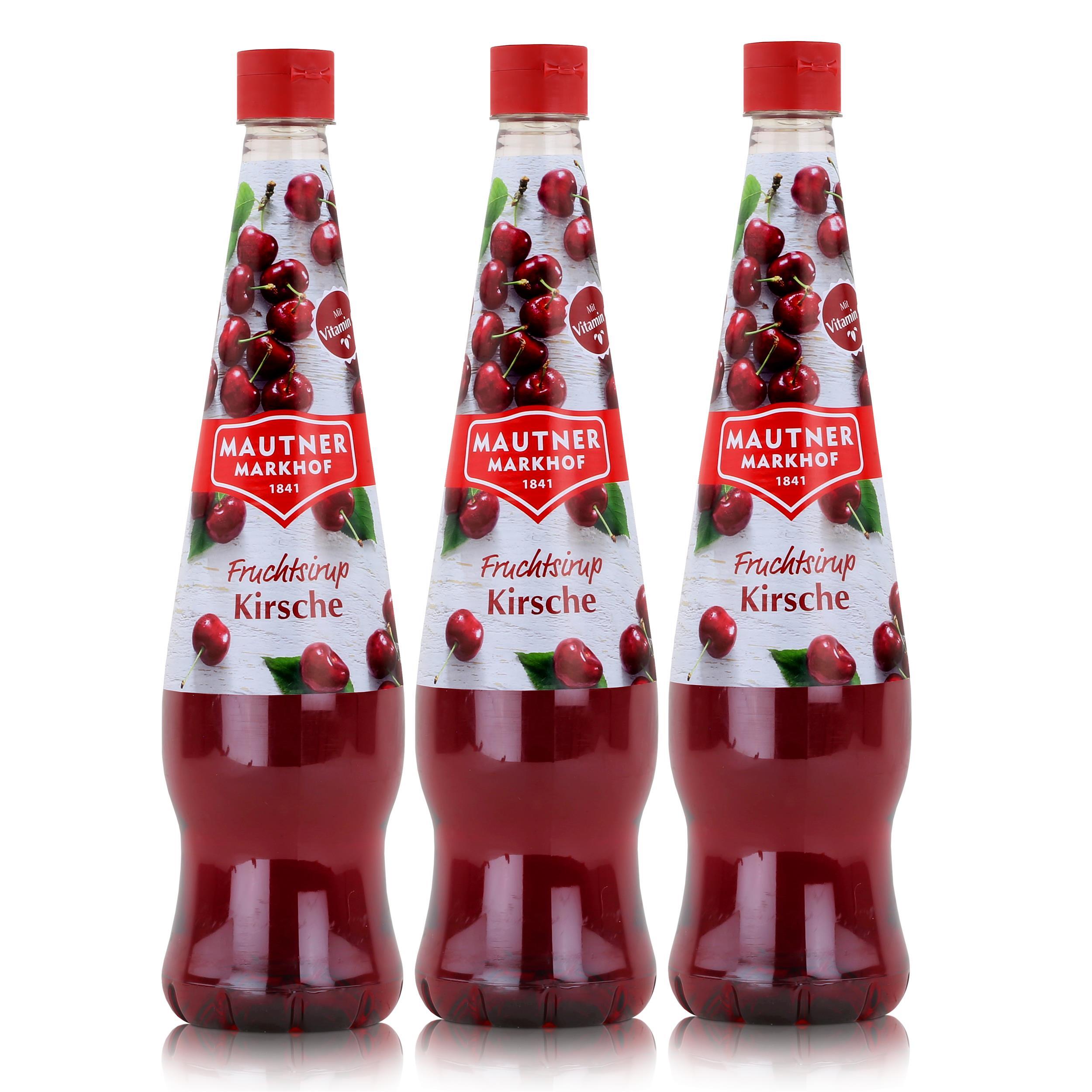 MAUTNER MARKHOF Mautner Getränkesirup Kirsche 0,7L - Softdrink, Cocktails (3er Pack)