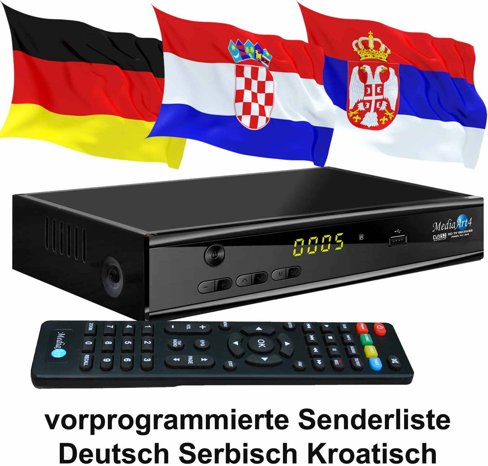 Ex-Yugo Sat-Receiver Mediaart-4 vorprogrammiert HDTV USB Astra + Eutelsat bereit 9491