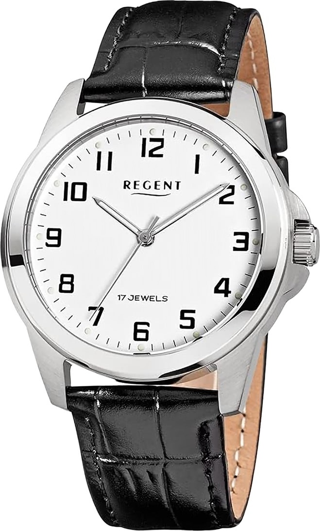 Regent kožené pánske hodinky manuálne naťahovanie mechanické čierny kožený remienok D2URF1570