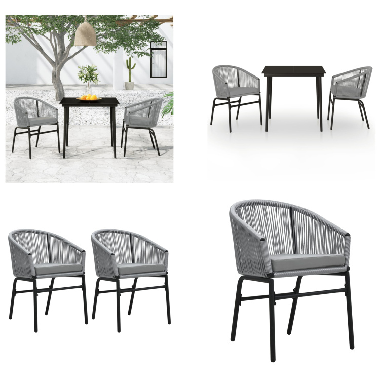 vidaXL 3 ks záhradný jedálenský set sivý - Záhradný jedálenský set - Záhradné jedálenské sety - Jedálenský set - Jedálenský set na terasu