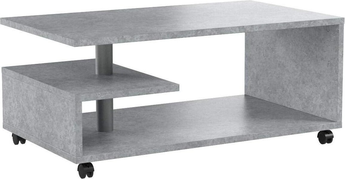 Furniture24 Kaffetisch Bailey Bl1T01-U39 Couchtisch Kaffetisch Auf Rollen Beton Hellgrau