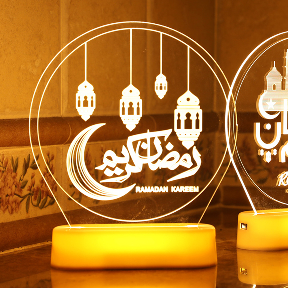 Rosikey Ramadan Deko LED Lampe Eid Mubarak Dekoration Laterne, Muslim Islam Ramadan Dekoration Nachtlicht Ornamente für Muslimische Ramadan Festival