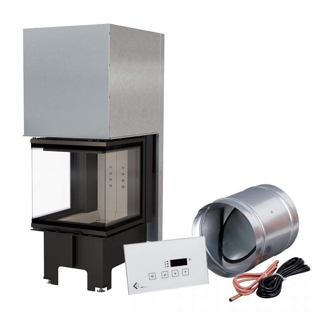 Inteligentný oceľový krb KRATKI NBC 500/500 8 kW Ø 200 Lift-up MSK SKLO