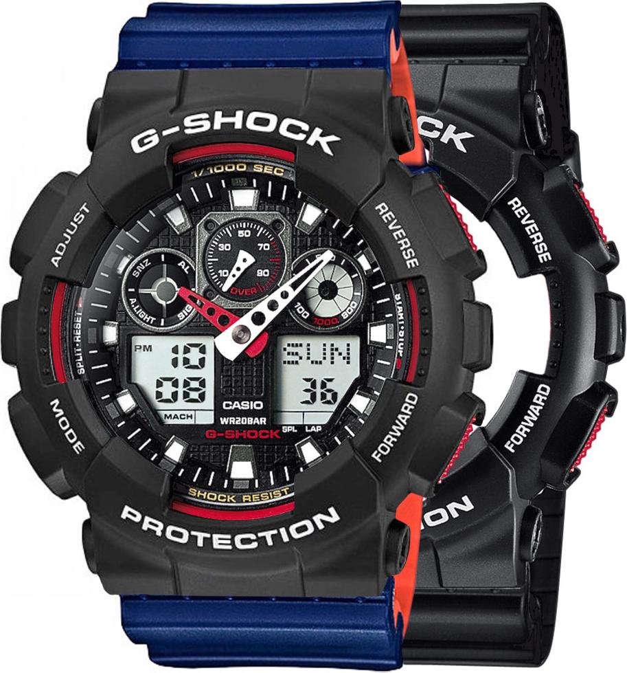 Hodinky Casio G-Shock SET GA-100-1A4ER + BEZEL 10508136 + BAND 10527467 20BAR