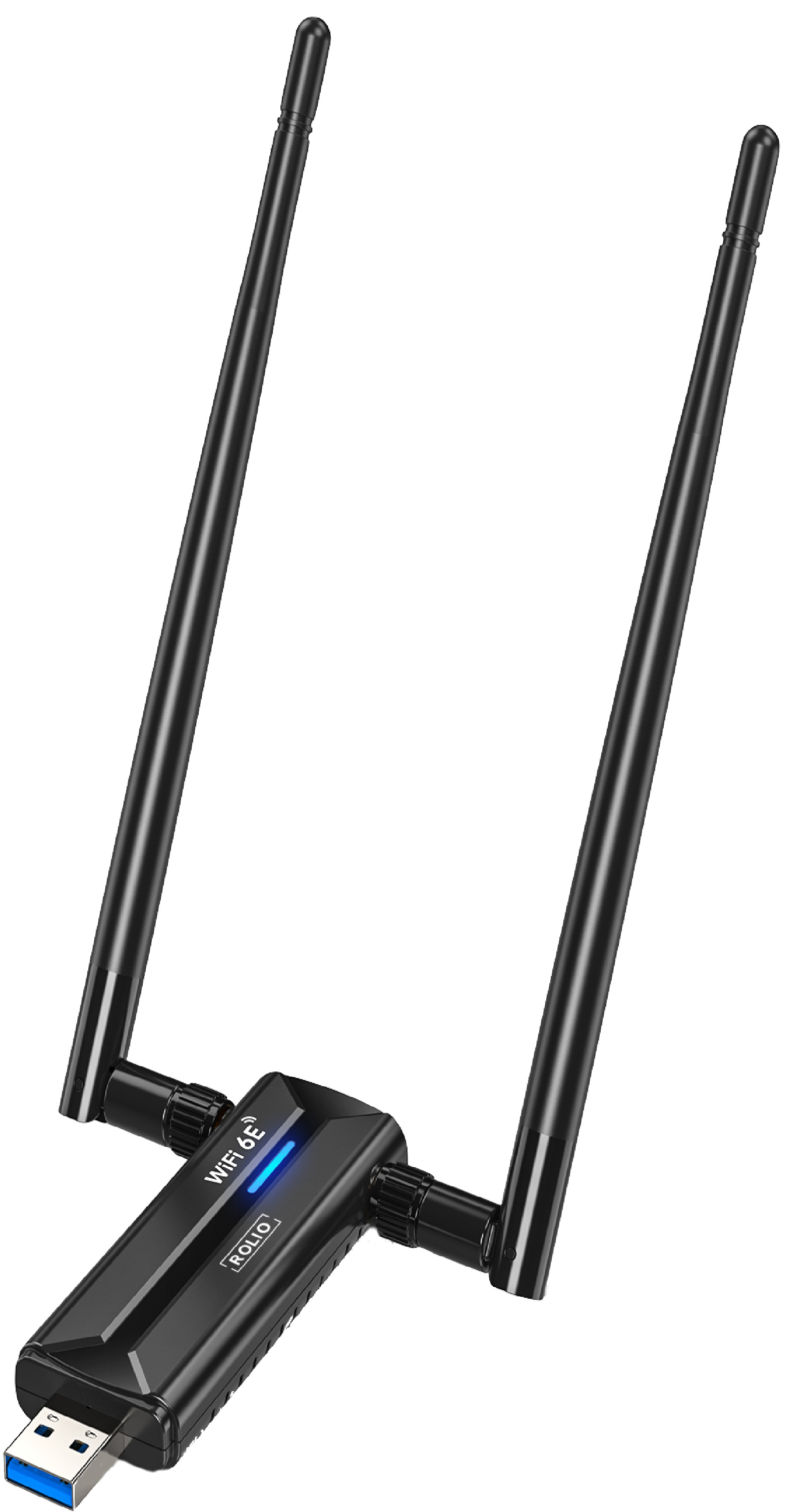 Rolio WiFi Adapter USB, 5400Mbps, WiFi 6E, Dual Antenne, Funktioniert mit Windows / Linux / HP / Lenovo / Dell / Universal RW-04
