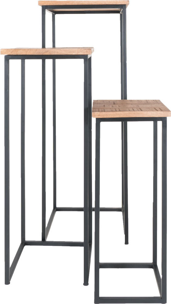 Home67 Pflanzentische Sam Square – 3er-Set – braunes Mangoholz