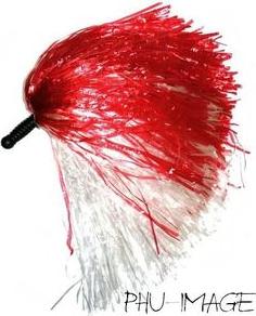 Joker Cheerleader-Pompon weiß und rot 1 Stk.
