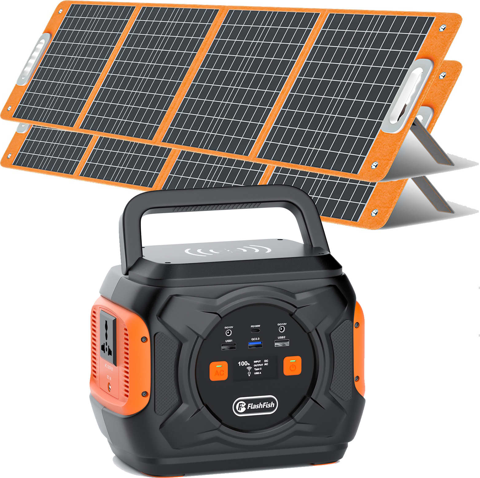 Prenosná elektrocentrála Flashfish A301 + 2 × 100 W solárny panel , 172 Wh solárny generátor CPAP batéria, 320 W (600 W špičkový) , generátory na záložné napájanie v domácnosti, núdzové situácie, kempovanie, obytné automobily a výpadky prúdu