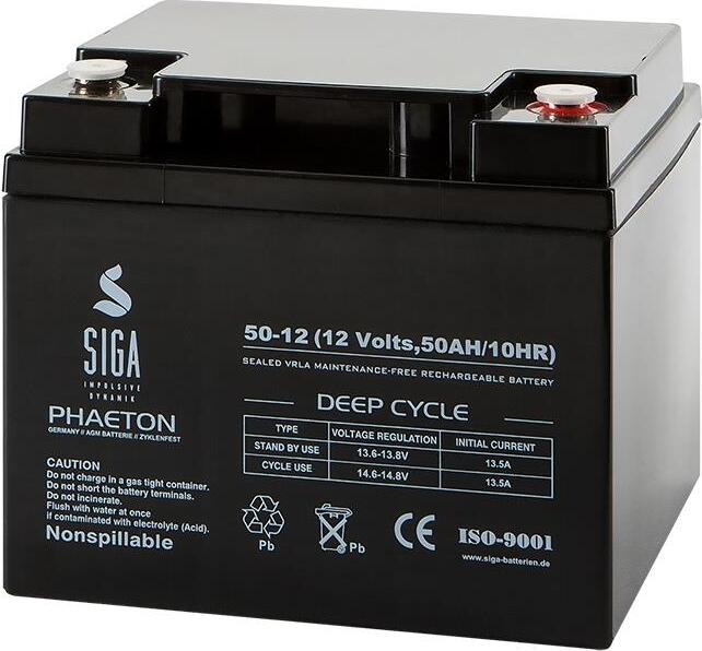 SIGA IMPULSIVE DYNAMIK SIGA Phaeton AGM Deep Cycle Akku 50Ah 12V S50-128