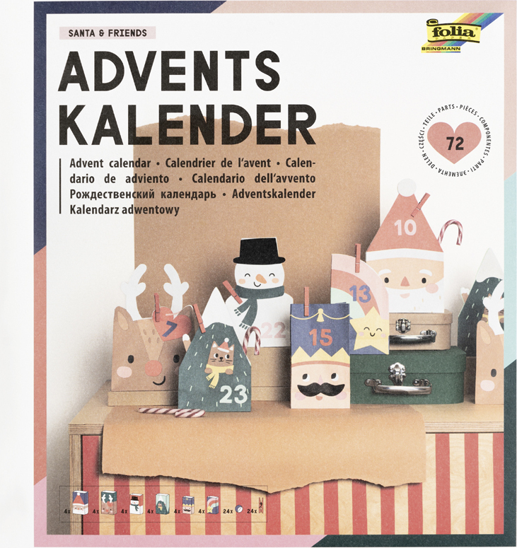 folia 9389 folia Adventný kalendár SANTA & FRIENDS, 72 dielov