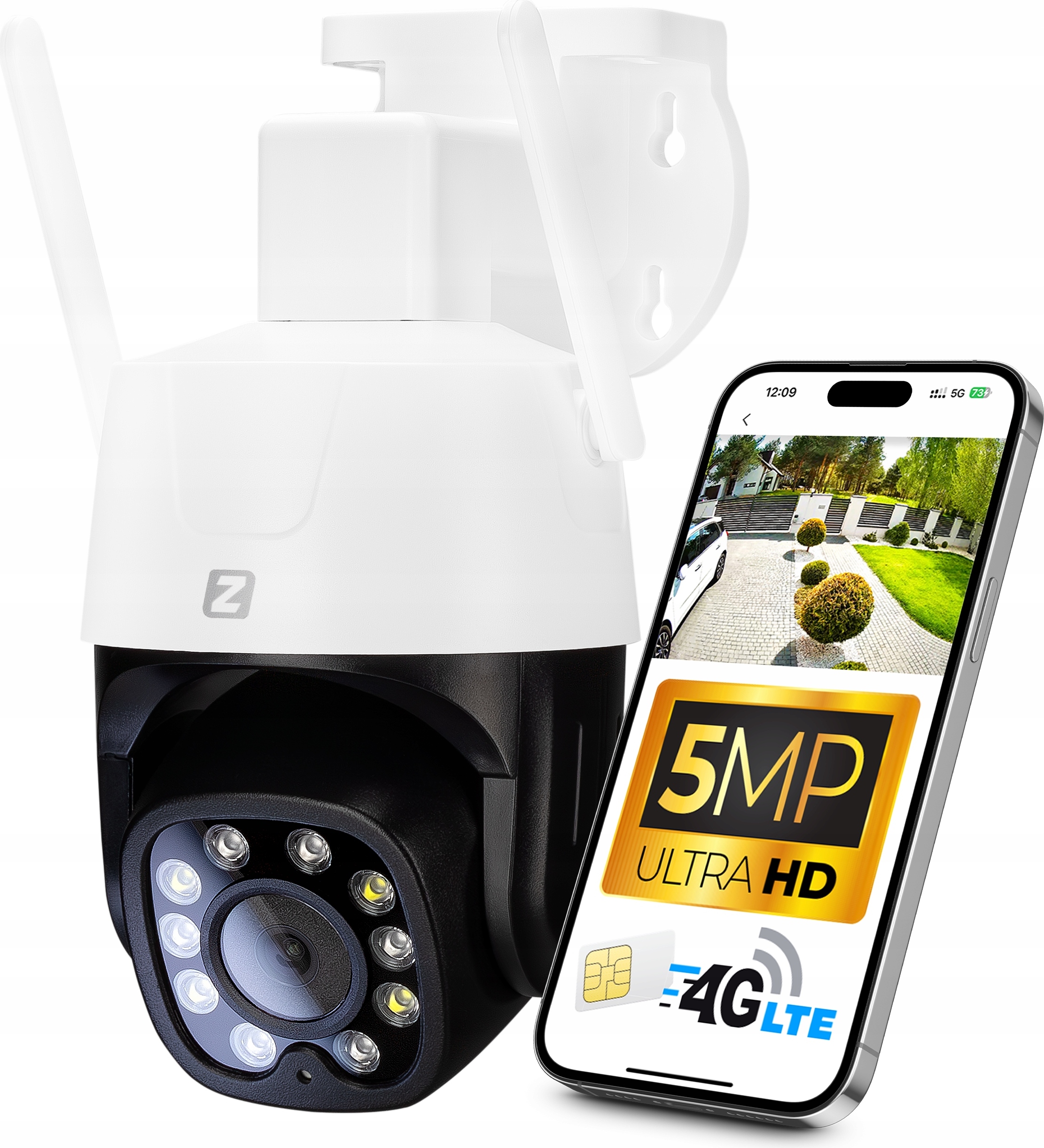 Zintronic Ip Drehkamera Gsm/Wifi 4G Lte 5Mp Audio, Bewegungserkennung, Sd Bis 128Gb BELLA-T-1098