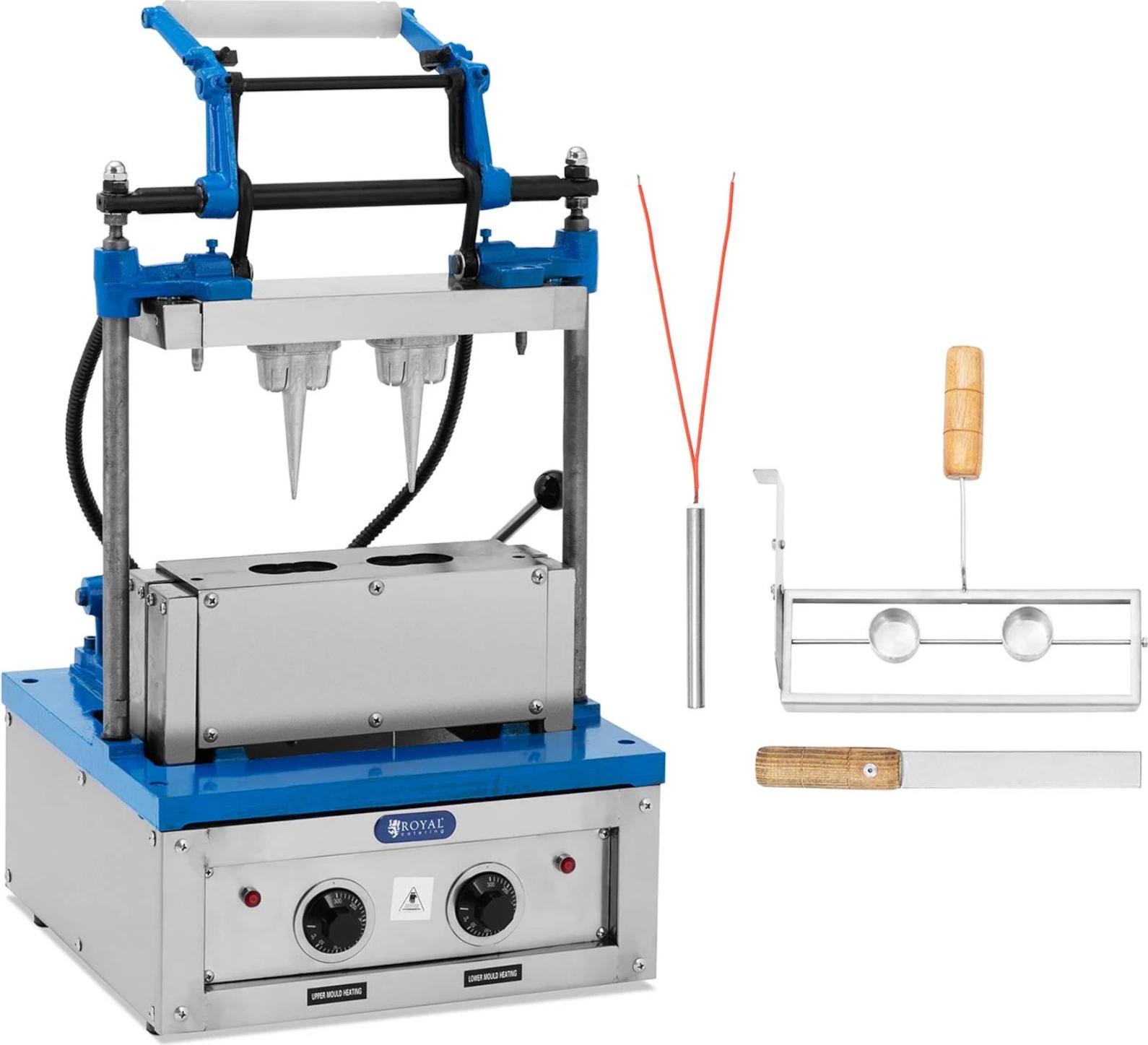 Royal Catering Waffeleisen für Eiswaffeln - 100 - 120 Waffeln/h - 74 x 124 mm -