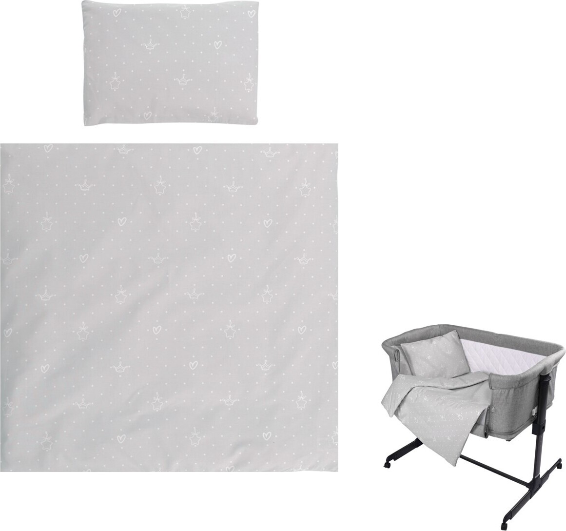 Lorelli Babybettwsche-Set Eva 5-tlg Decke 75 x 75 cm, Kissen 29 x 42 cm, Bezge hellgrau 20801145903