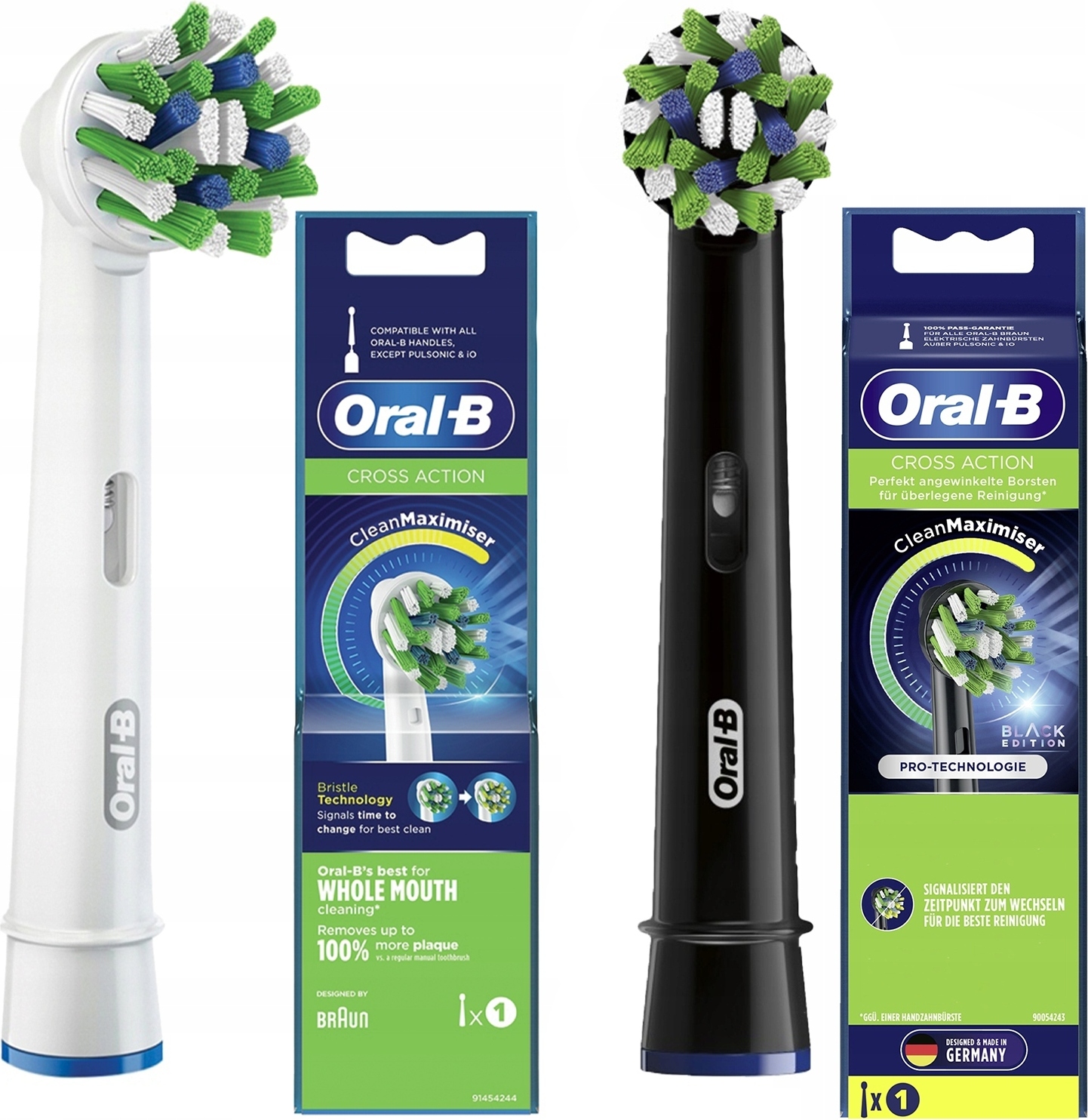 2 Końcówki Oral-B Cross Action Eb50 Black White
