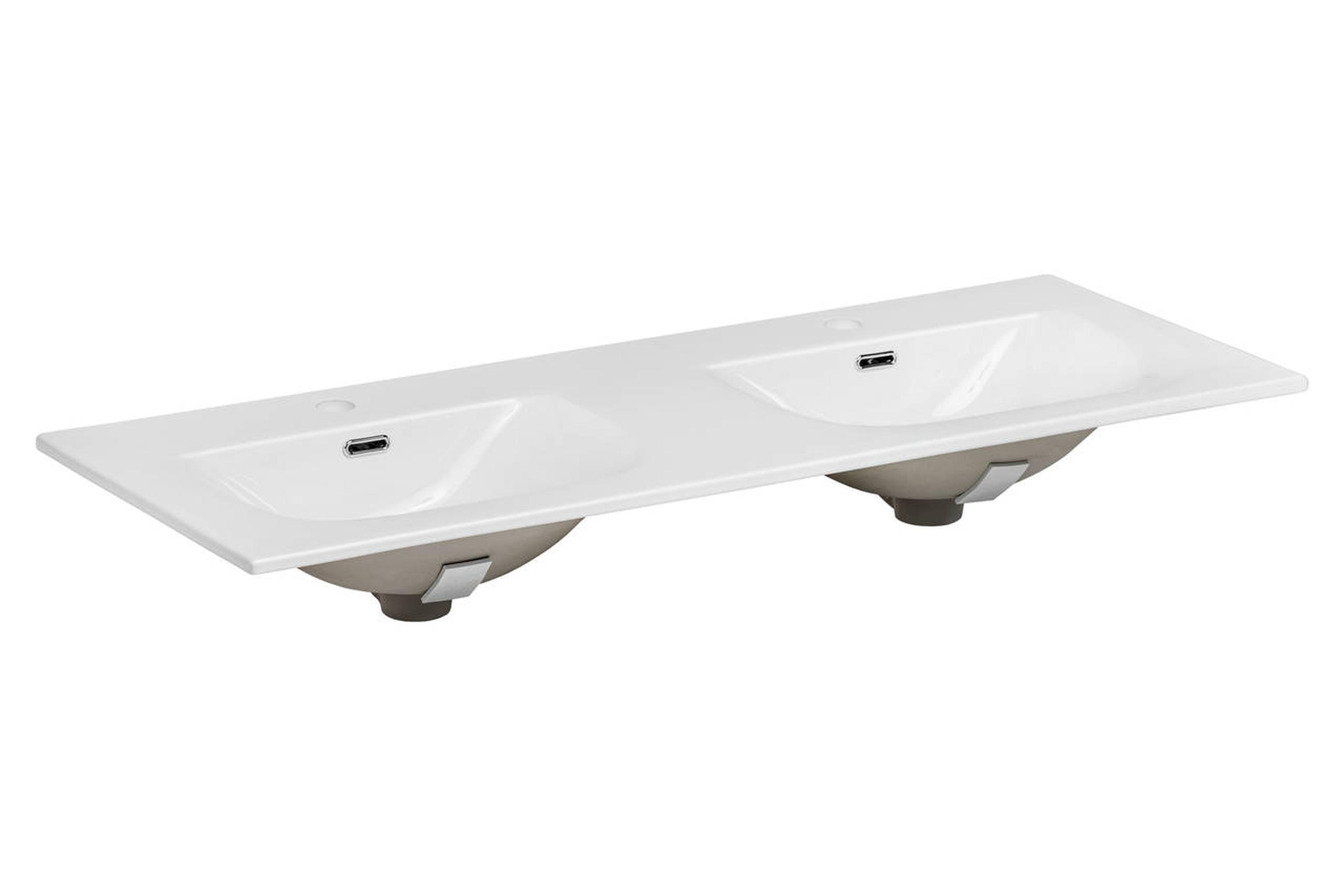 COMAD SKY120D/DP-8099 Doppelwaschtisch Keramik für Möbel, Weiß, 121 x 46 cm COMAD-19344