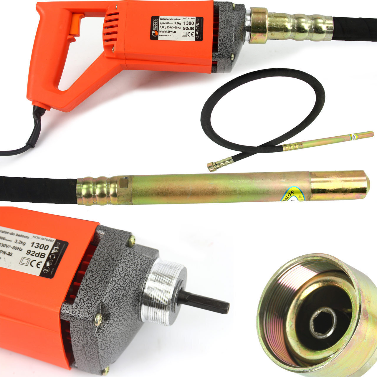 Mar-Pol Betonrüttler 1300W Innenrüttler Handrüttler Rüttelflasche Flaschenrüttler +2m Rüttelflasche M79492
