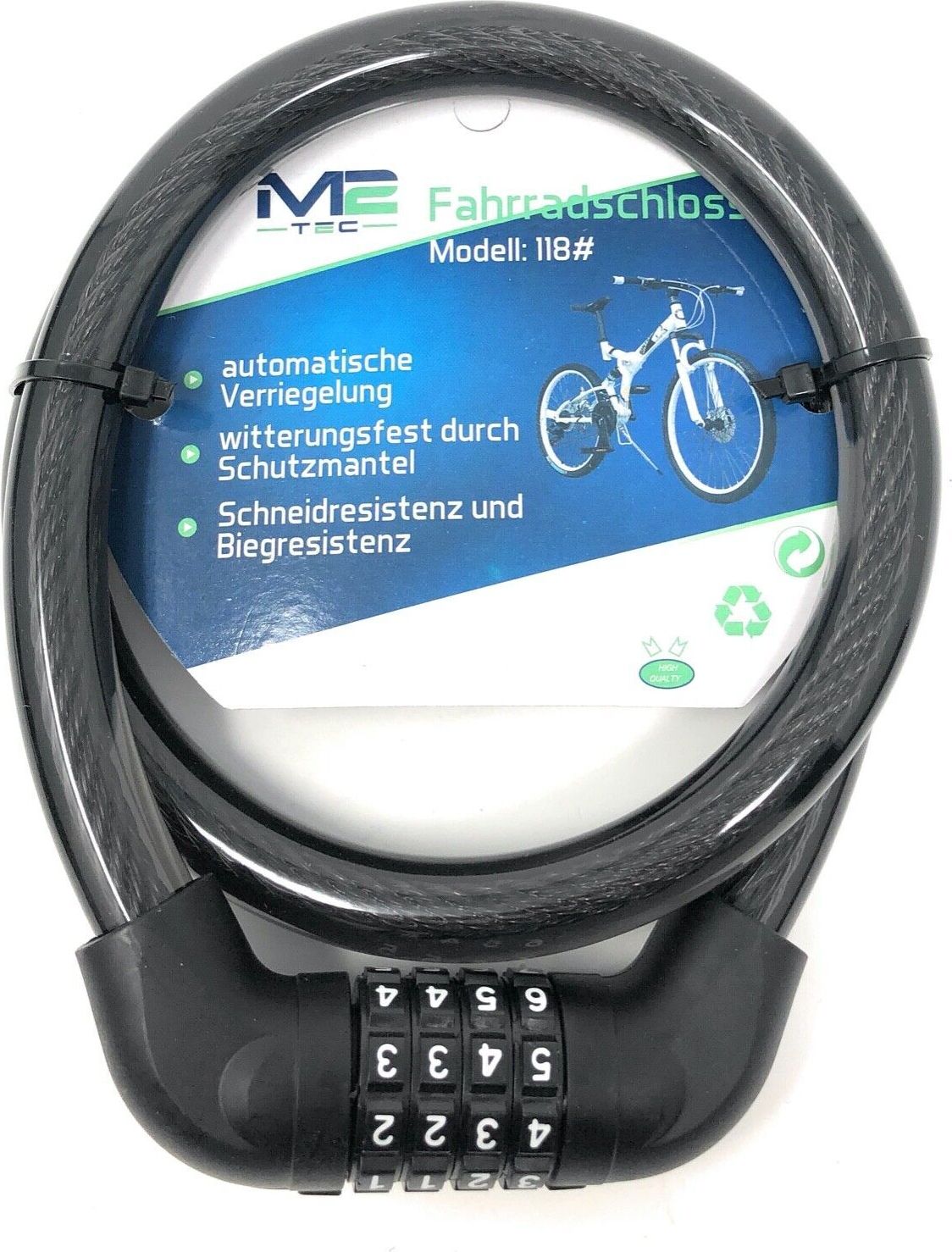 M2 Tech Fahrradschloss Zahlenschloss Panzerschloss Kettenschloss Motorradschloss #118