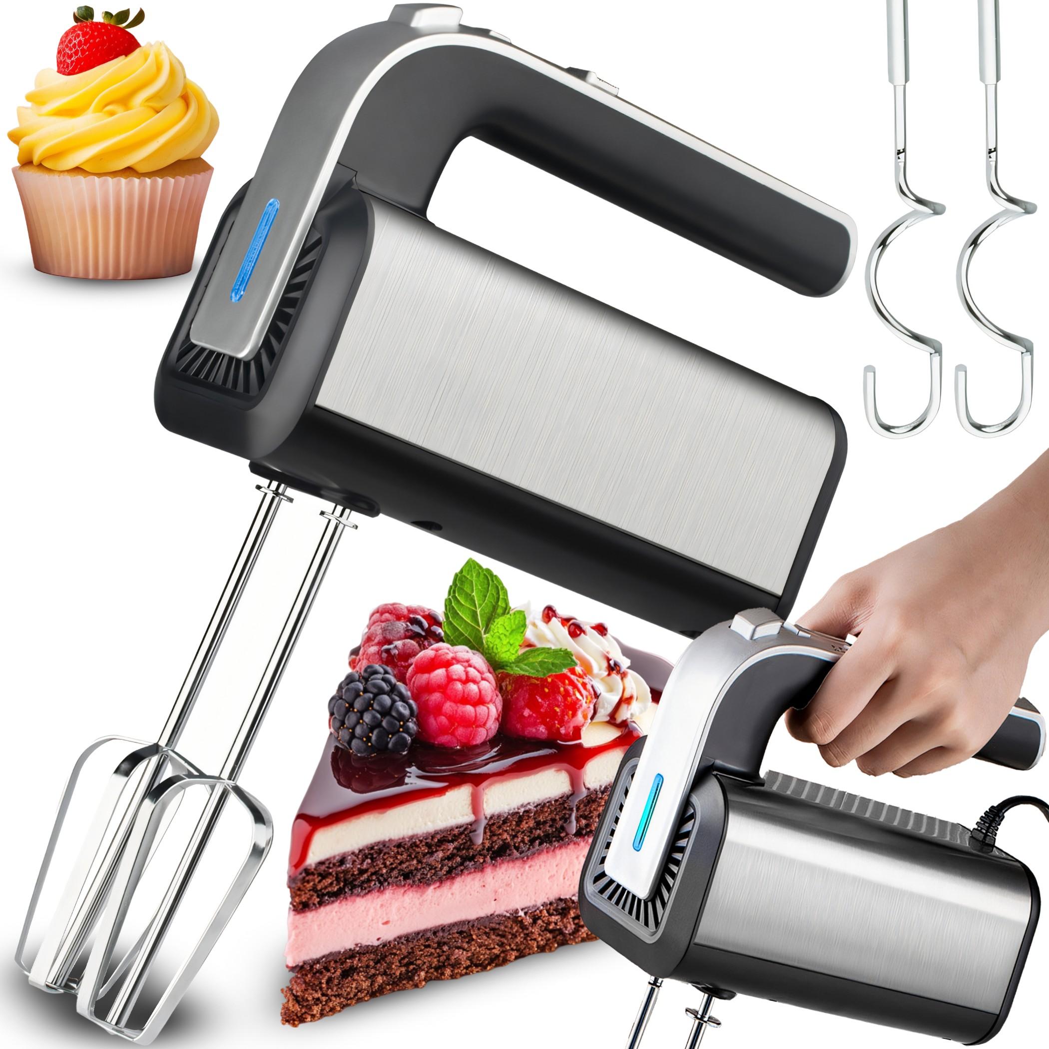 Handmixer aus Edelstahl | Leistungsstark Handrührer mit 5 Geschwindigkeitsstufen | Turbo, Knethaken | Hand Mixer, Rührgerät, Stabmixer 300W | Retoo ER1225