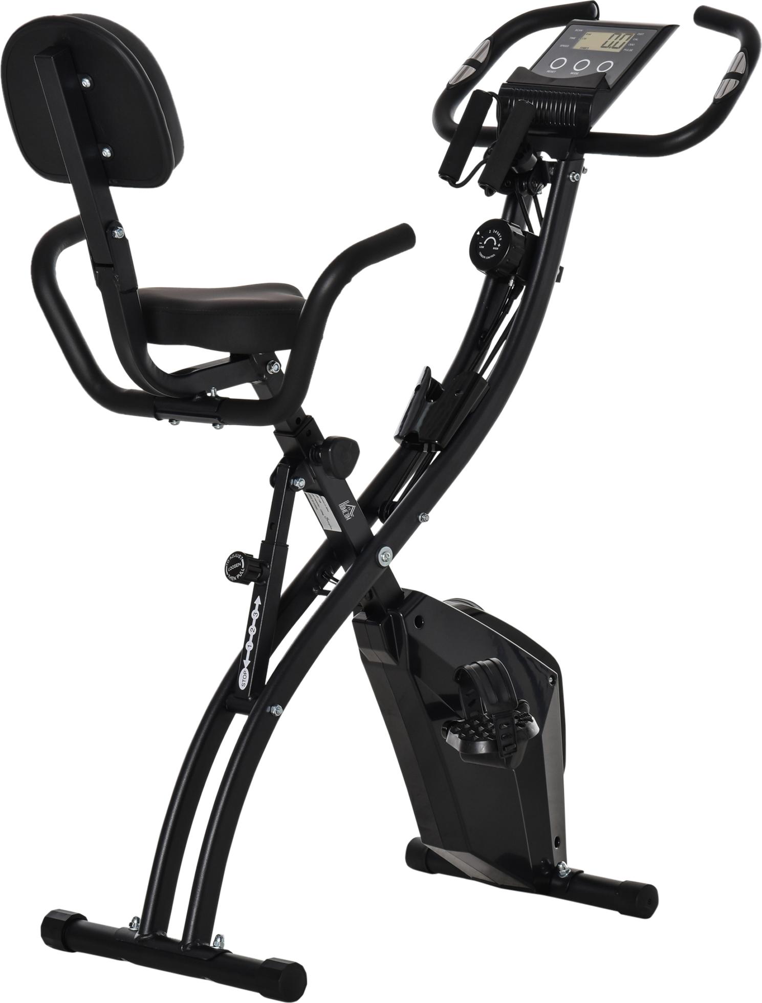 Heimtrainer, 2-in-1 Fahrradtrainer, Hometrainer, klappbarer Trimmrad mit 8 stufig einstellbarem Magnetwiderstand, 1 Paar Spannseil, 19 kg