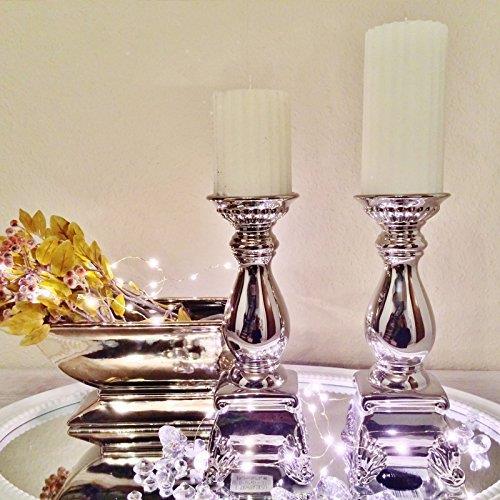 Lumesso  Kerzenständer LED Silberglas 3tlg silber