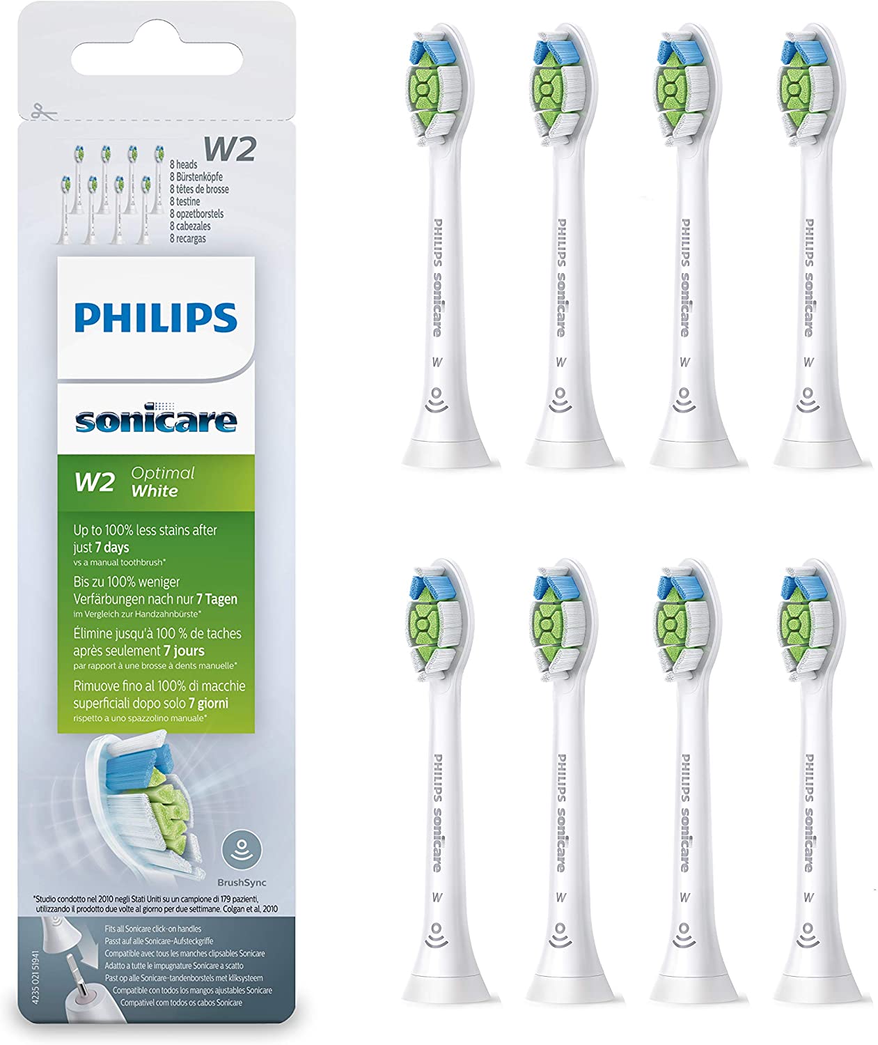 Philips Sonicare W2 Optimal Weiß Zahnbürste Köpfe HX6068 8 Pack