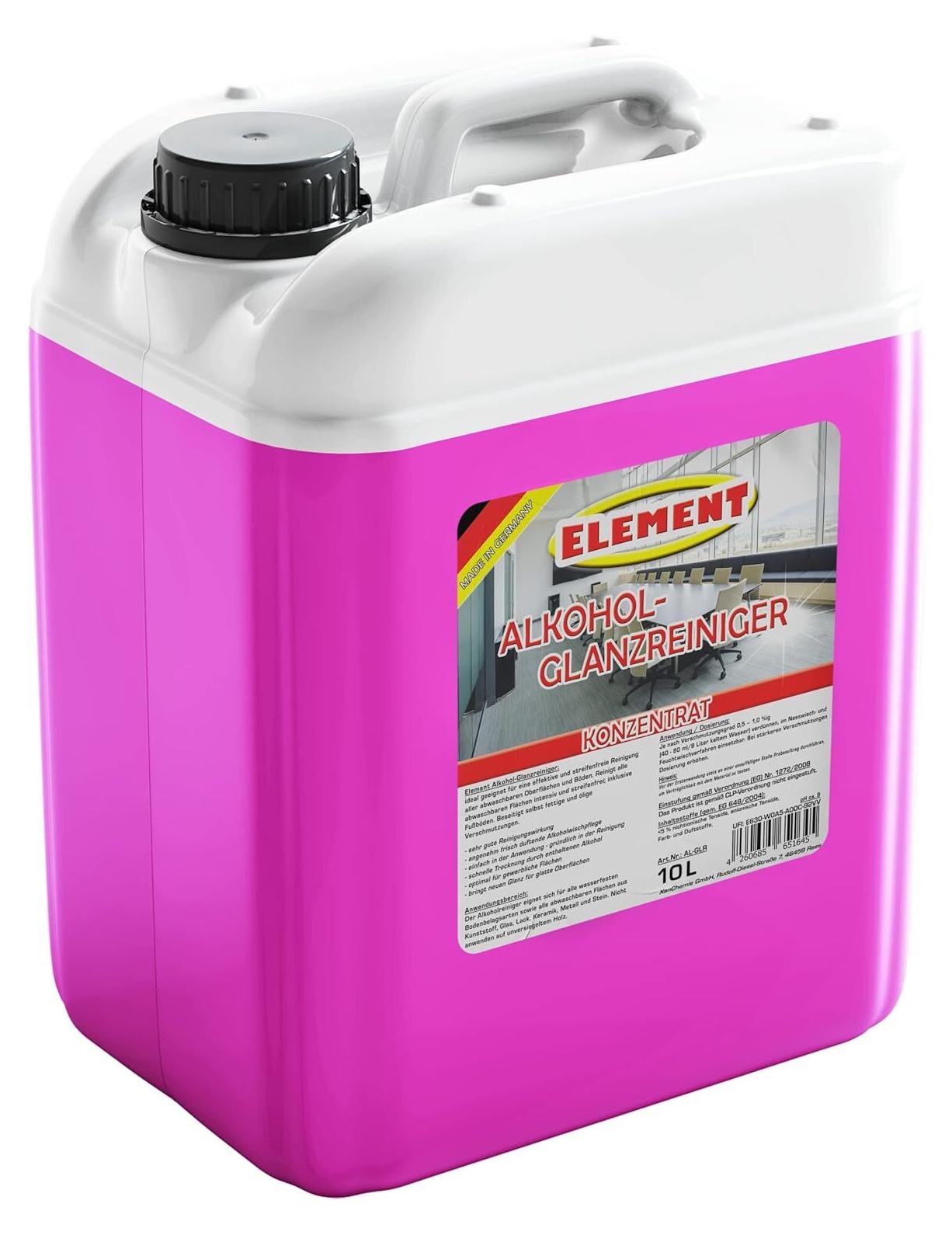 XanChemie Element Alkoholreiniger Glanzreiniger | 5 Liter | Konzentrat | Oberflächenreiniger | Bodenreiniger | Glas und Flächenreiniger | Universalreiniger AL-GLR5