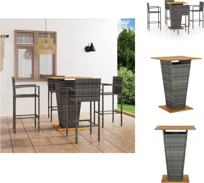 vidaXL 5-dielny záhradný barový set sivý - Záhradné nábytkové zostavy