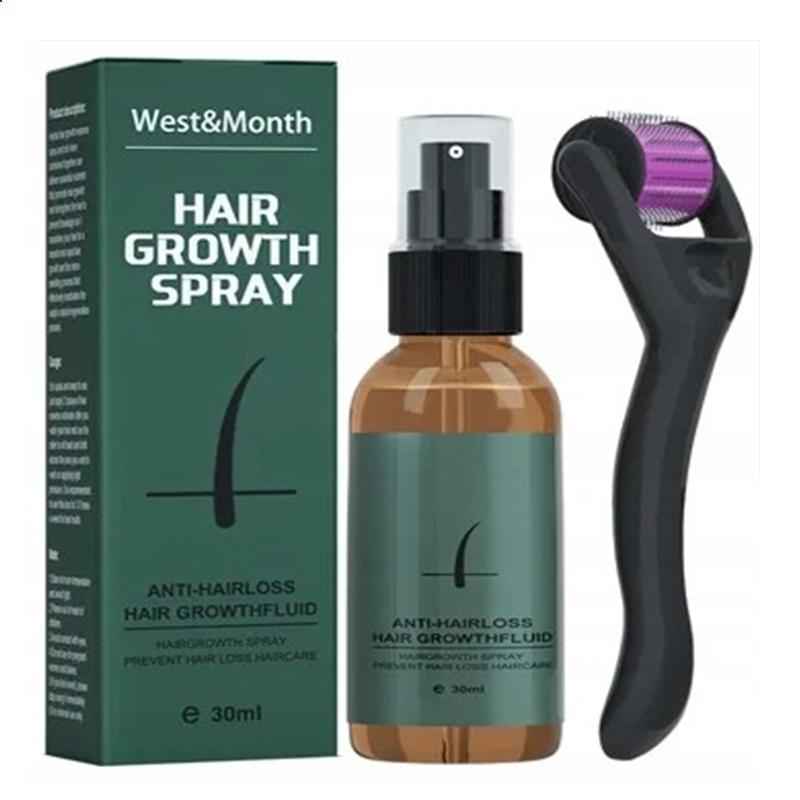 AjieQaQ Bartwuchsset | 30ml Serum Spray + 0,5mm Mikronadelroller | Männer Bartpflege