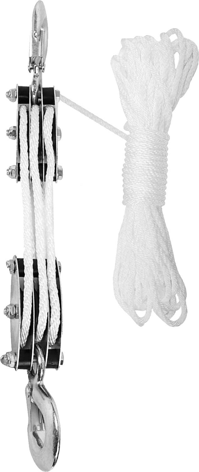 KKmoon Pulley System Block and Tackle Rope Pulley Stahlrad mit Lager für Camping Jagd Bootfahren Heben DIY 3 Rad 15m Stahlrad Lager weiß K_1011250310112_251224_40552