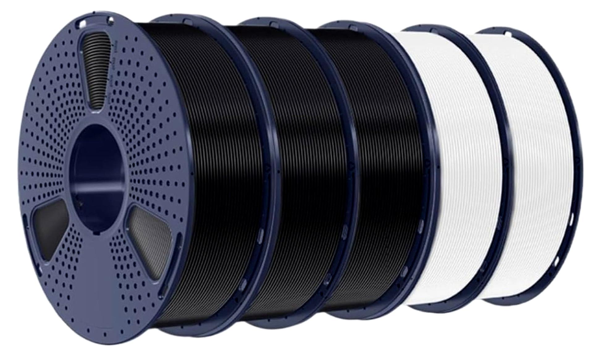 Markenlos 1,75 mm 3D-Filament, 1 kg, geringe Verformung, 20+ Farben | 0,02 mm Präzision (5 Schwarz)