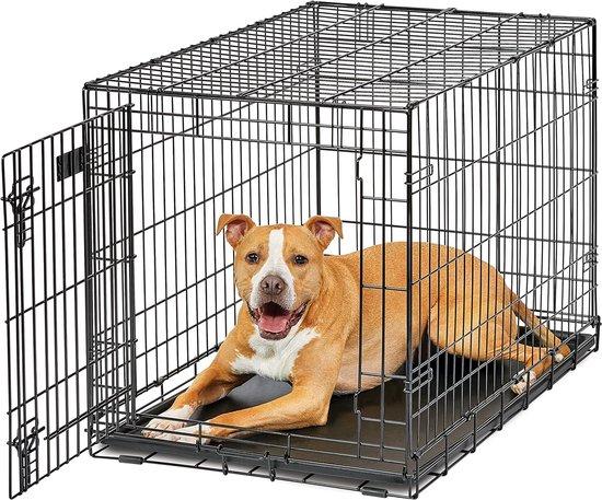 Famanu Hundebetreuungskäfig mit Einzel-Tür und Trennwand - 92 cm, schwarz FREE