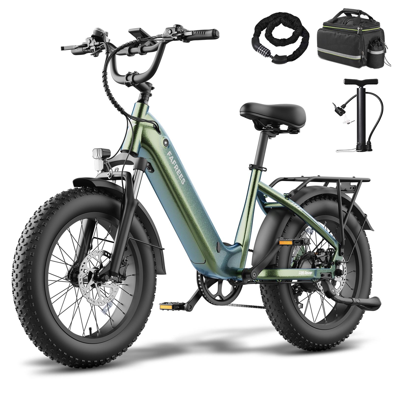 fafrees E-Bike 20×4,0 Fat-Reifen, 48 V 20 Ah 100 km Reichweite, 40 mm Federung, schillerndes Blau-Grün
