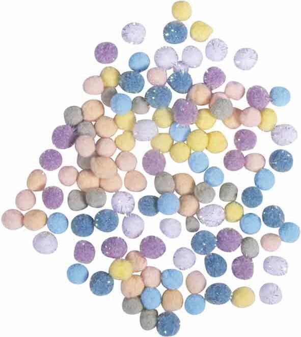 Rayher 80 Pompons Ø 7 mm - Pastellfarben
