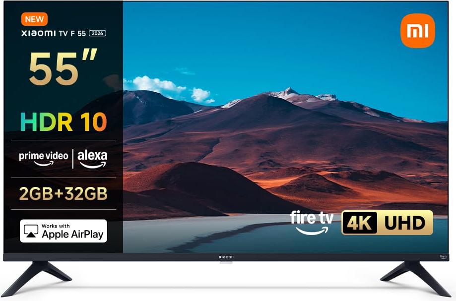 Xiaomi TV 55 (140 cm) Zoll Fernseher, 4K UHD, Smart TV, Fire OS8, Triple Tuner DVB-C/S/S2/T/T2, HDR10, 60Hz mit 120Hz Game Boost, Sprachsteuerung