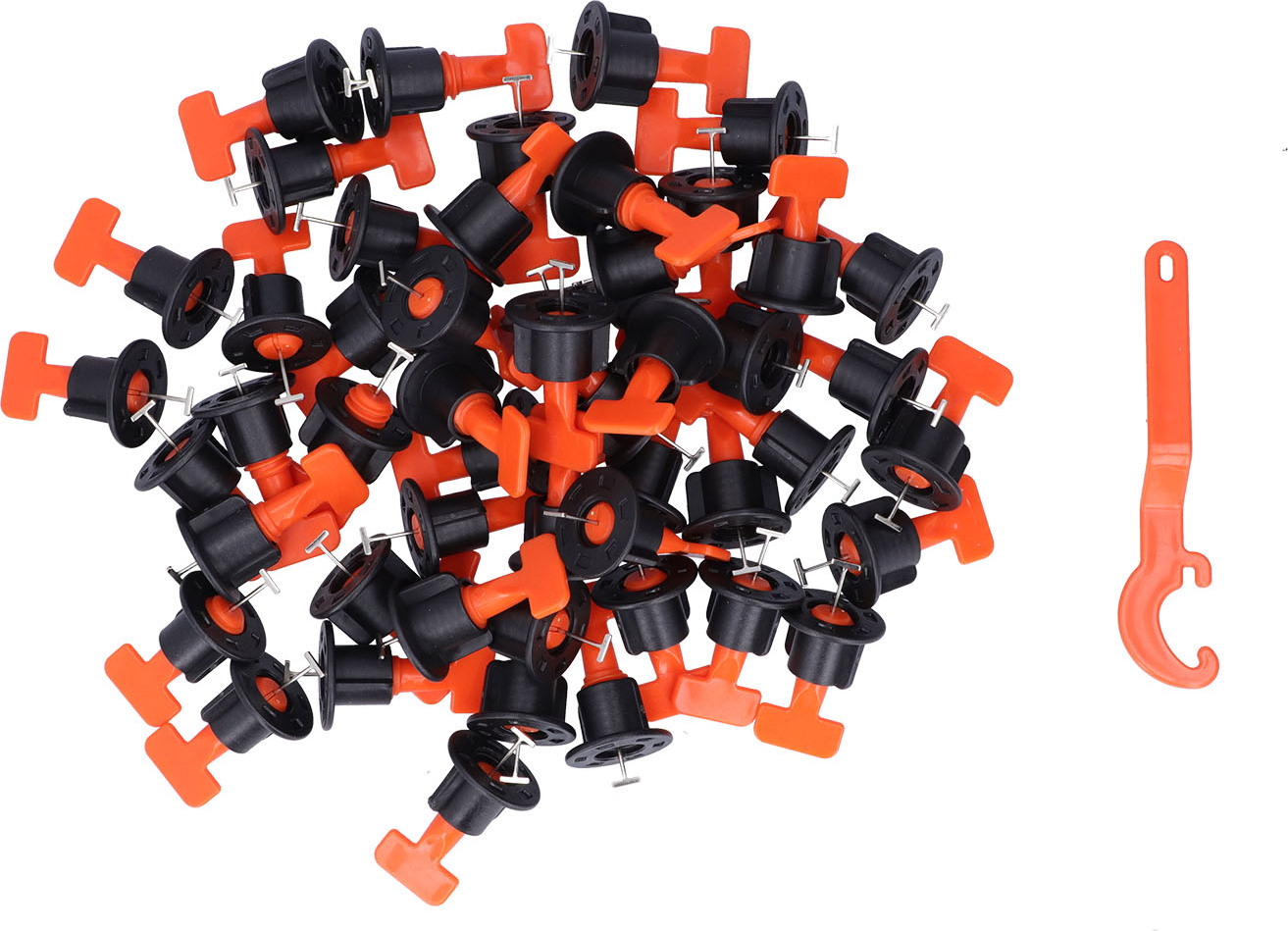 Cocosity 50Pcs Fliese Nivellierung System Kit wiederverwendbare Fliesen Nivellierung Systeme mit Schraubenschlüssel für Boden